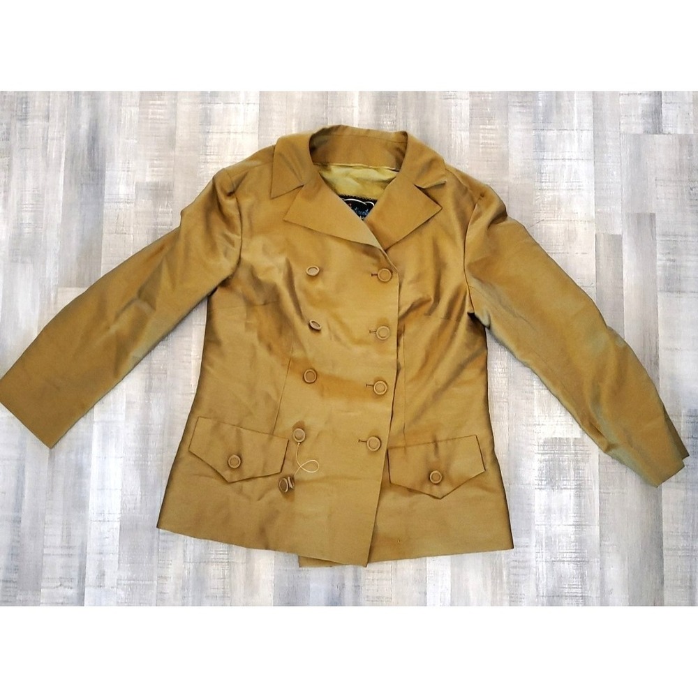 VTG 70s Intercontinental Fashions Hong Kong Jacket‎ Rust Gold Yellow shimmer